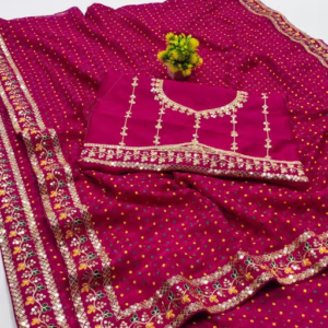 Fency Disener Georgette Pretty Sarees With New Fency Border With Blouse Piece.