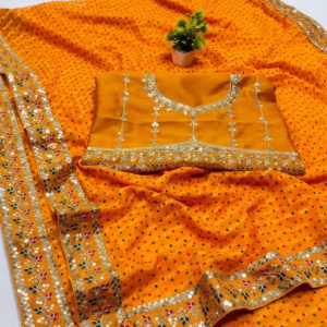 Fency Disener Georgette Pretty Sarees With New Fency Border With Blouse Piece.