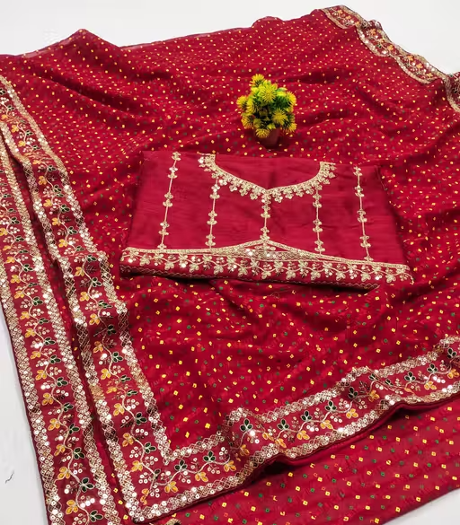Fency Disener Georgette Pretty Sarees With New Fency Border With Blouse Piece.