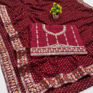 Fency Disener Georgette Pretty Sarees With New Fency Border With Blouse Piece.