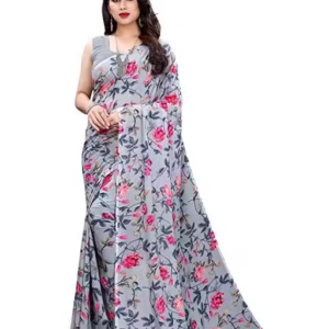 georgette grey Saree with blouse