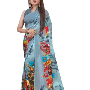 georgette gey Saree with blouse