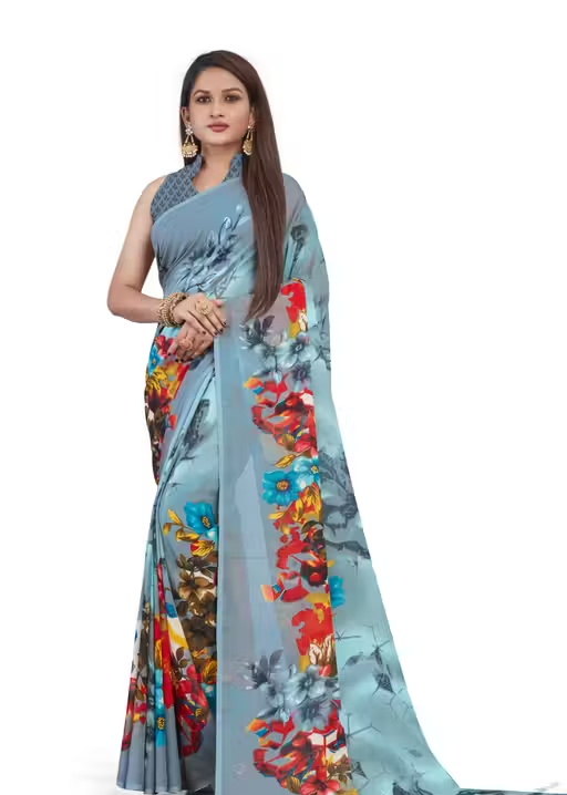 georgette gey Saree with blouse
