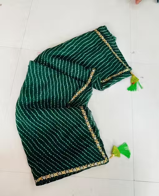 Bandhani saree, Bandhej saree, Top selling saree, Saree with blouse, pure georgette saree, soft georgette saree, party wear saree, desiger saree, banarsi saree, celebrity saree, festive saree, bollywood saree - Image 3