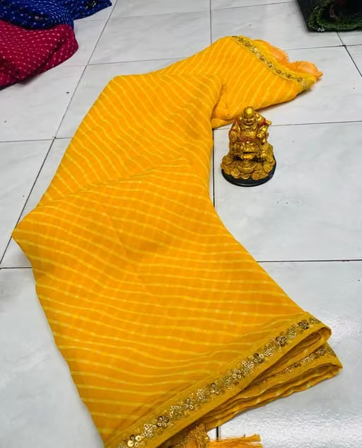 Bandhani saree, Bandhej saree, Top selling saree, Saree with blouse, pure georgette saree, soft georgette saree, party wear saree, desiger saree, banarsi saree, celebrity saree, festive saree, bollywood saree - Image 3