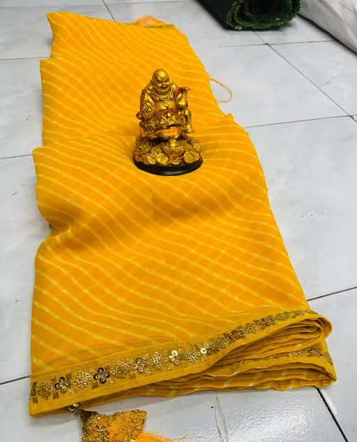 Bandhani saree, Bandhej saree, Top selling saree, Saree with blouse, pure georgette saree, soft georgette saree, party wear saree, desiger saree, banarsi saree, celebrity saree, festive saree, bollywood saree - Image 4