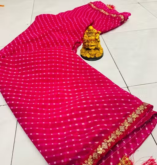 Bandhani saree, Bandhej saree, Top selling saree, Saree with blouse, pure georgette saree, soft georgette saree, party wear saree, desiger saree, banarsi saree, celebrity saree, festive saree, bollywood saree - Image 2