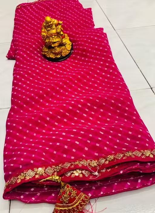 Bandhani saree, Bandhej saree, Top selling saree, Saree with blouse, pure georgette saree, soft georgette saree, party wear saree, desiger saree, banarsi saree, celebrity saree, festive saree, bollywood saree - Image 3