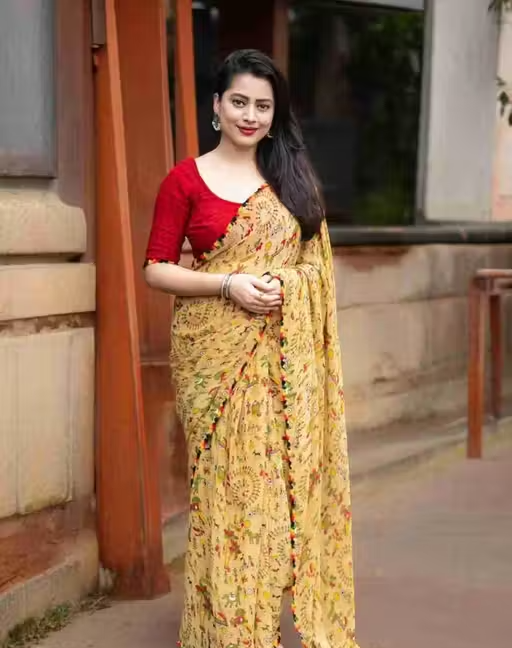 Georgette Printed Saree (With Lace Border)