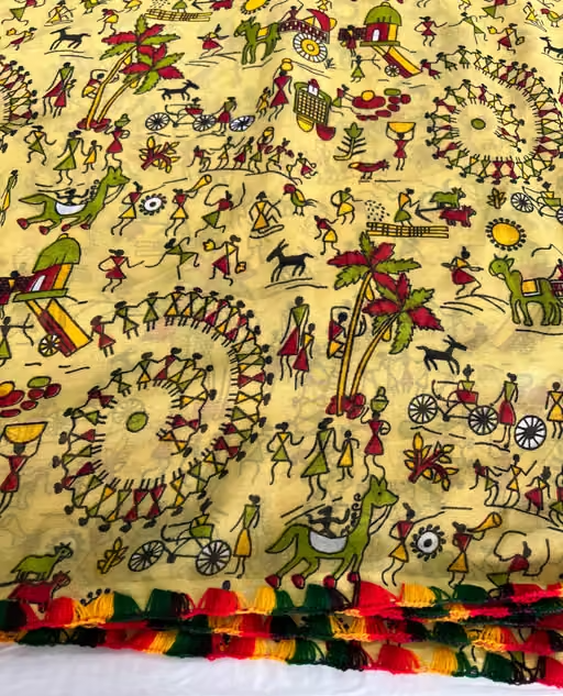 Georgette Printed Saree (With Lace Border) - Image 3