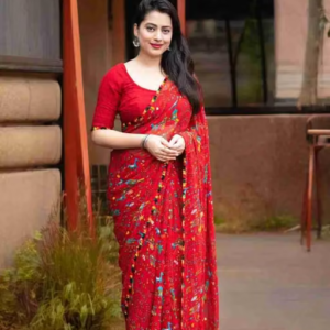 Georgette Printed Saree (With Lace Border)