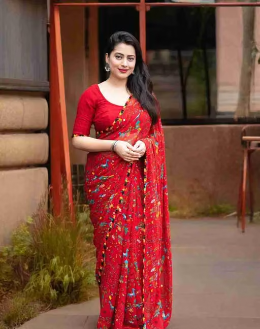 Georgette Printed Saree (With Lace Border)