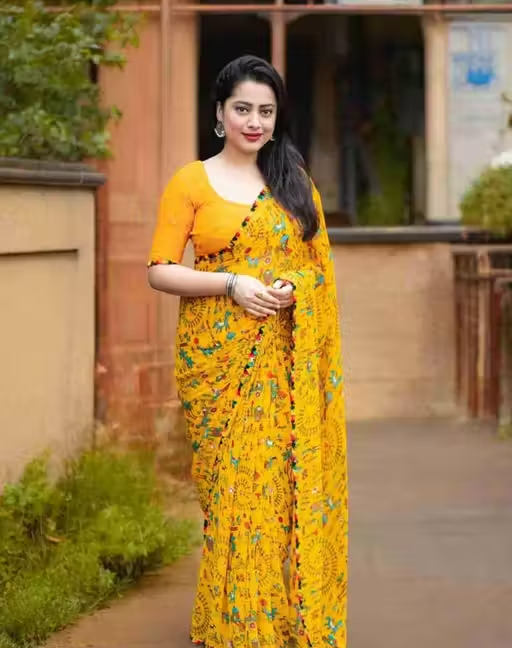Georgette Printed Saree (With Lace Border)