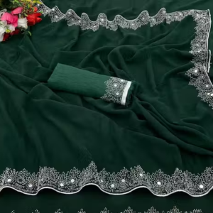 FASHION SOFT GEORGETTE WITH SIROSKI DIAMONDS WORK WEDDING CREATION & PARTY WEAR SAREE
