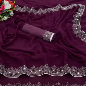 FASHION SOFT GEORGETTE WITH SIROSKI DIAMONDS WORK WEDDING CREATION & PARTY WEAR SAREE