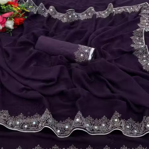FASHION SOFT GEORGETTE WITH SIROSKI DIAMONDS WORK WEDDING CREATION & PARTY WEAR SAREE