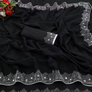 FASHION SOFT GEORGETTE WITH SIROSKI DIAMONDS WORK WEDDING CREATION & PARTY WEAR SAREE