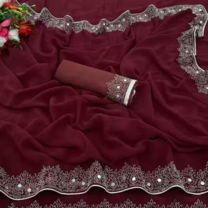 FASHION SOFT GEORGETTE WITH SIROSKI DIAMONDS WORK WEDDING CREATION & PARTY WEAR SAREE