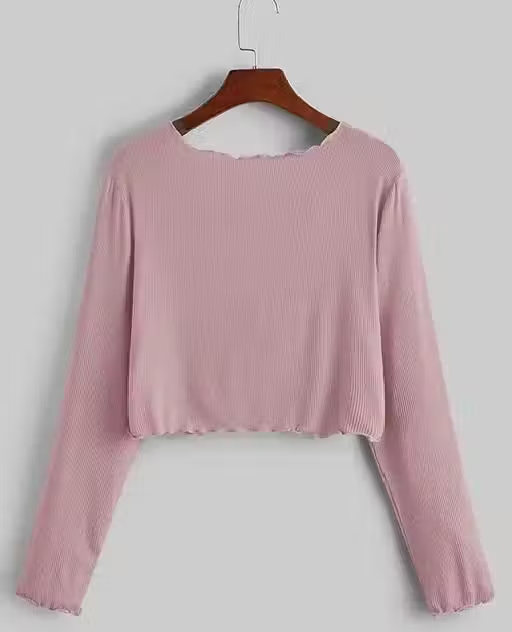 Long Sleeve Rib Knit Tie Front Cropped Cardigan Top - Image 3