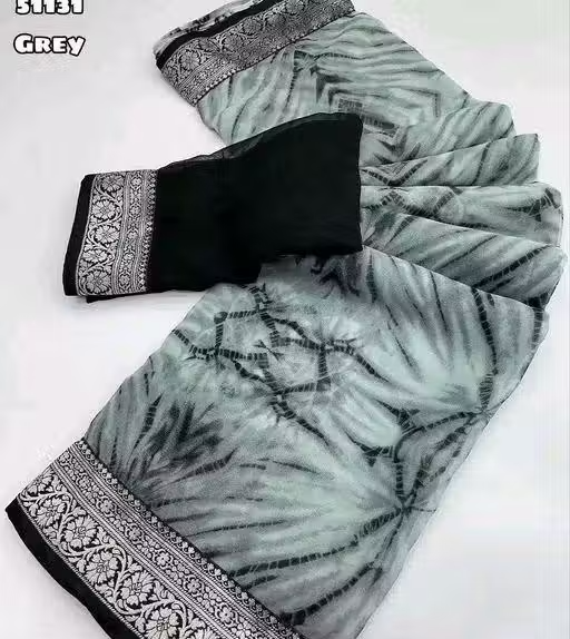 Daily Wear Bollywood Style Shibori Printed Saree For Women with Unstitch Blouse Piece