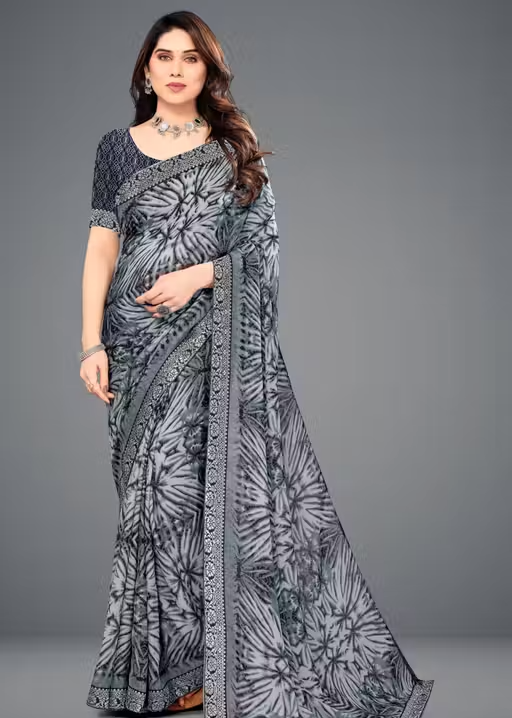 Daily Wear Bollywood Style Shibori Printed Saree For Women with Unstitch Blouse Piece - Image 2