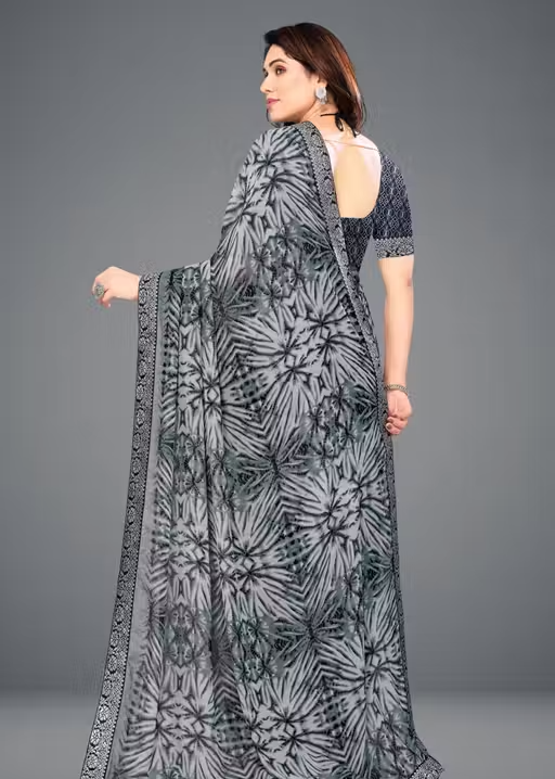 Daily Wear Bollywood Style Shibori Printed Saree For Women with Unstitch Blouse Piece - Image 3