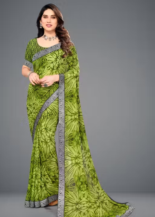 Daily Wear Bollywood Style Shibori Printed Saree For Women with Unstitch Blouse Piece - Image 2