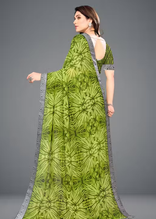 Daily Wear Bollywood Style Shibori Printed Saree For Women with Unstitch Blouse Piece - Image 3