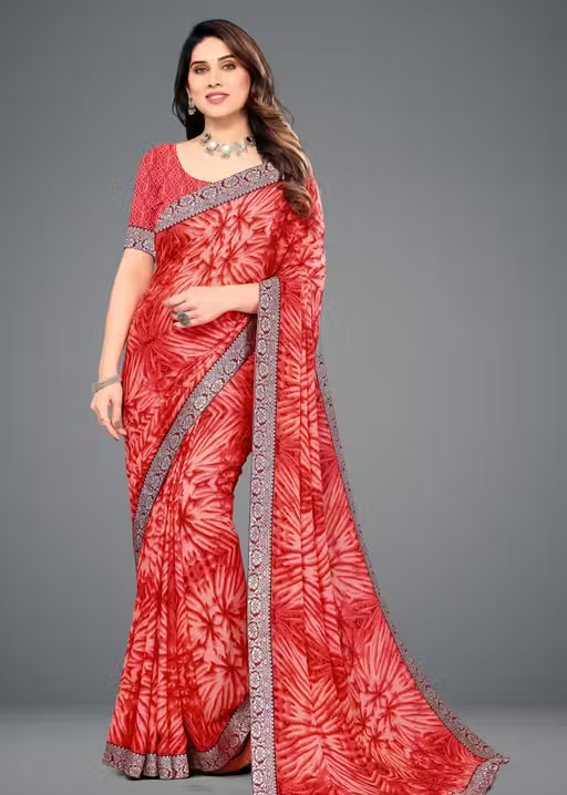 Daily Wear Bollywood Style Shibori Printed Saree For Women with Unstitch Blouse Piece - Image 2