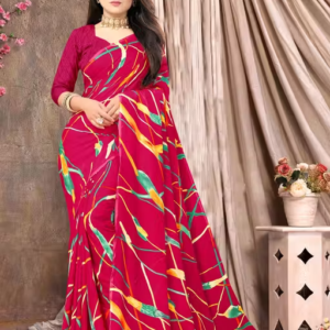 Daily Wear Bollywood Style AbstractPrinted Saree For Women with Unstitch Blouse Piece