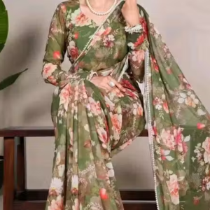Gorgeous georgette saree with digitally printed flowers for the contemporary woman. Style and grace go together effortlessly.