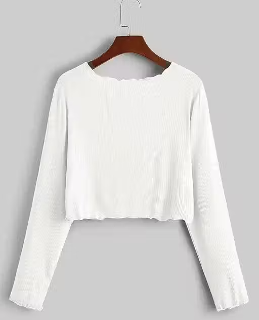 Long Sleeve Rib Knit Tie Front Cropped Cardigan Top - Image 2