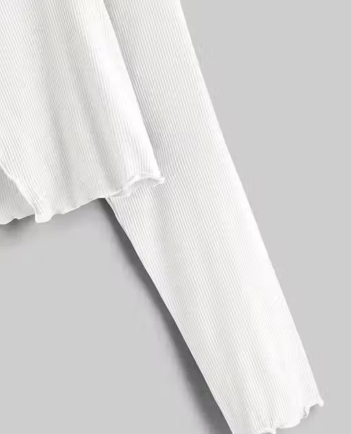 Long Sleeve Rib Knit Tie Front Cropped Cardigan Top - Image 3
