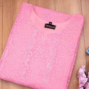 Kurti (pink kurti)/Chikankari Sequince Work Kurti For Women and Girls