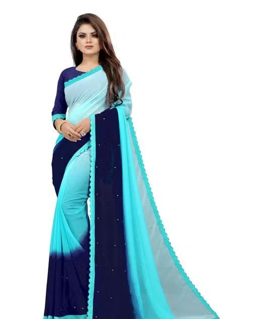 Embellished Fashion Georgette, Art Silk Saree