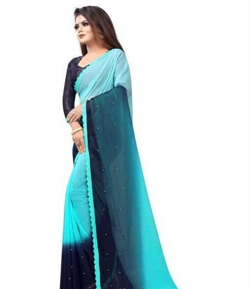Embellished Fashion Georgette, Art Silk Saree - Image 4