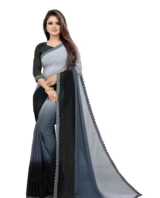 Embellished Fashion Georgette, Art Silk Saree