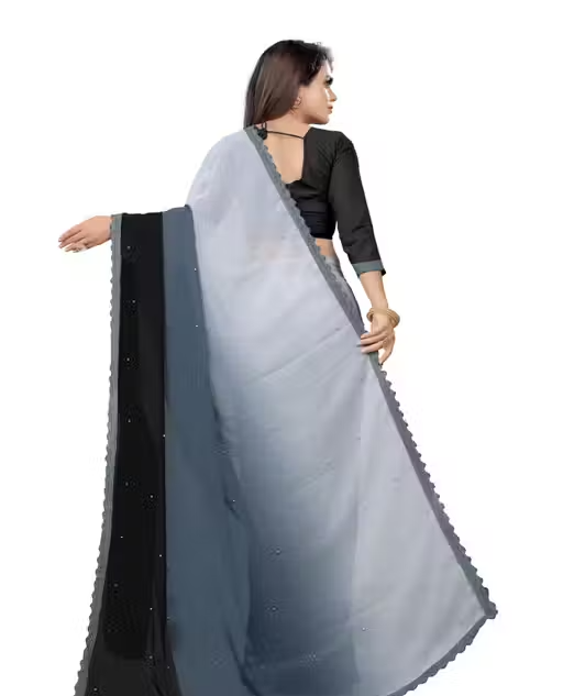 Embellished Fashion Georgette, Art Silk Saree - Image 3