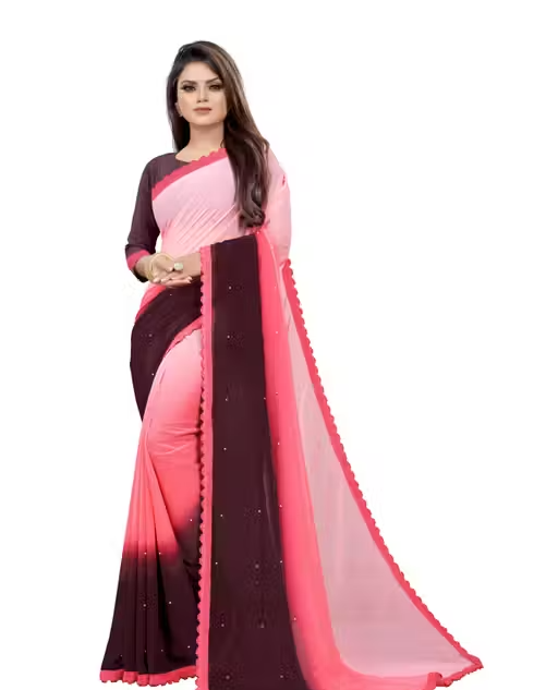 Embellished Fashion Georgette, Art Silk Saree
