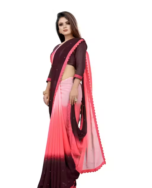 Embellished Fashion Georgette, Art Silk Saree - Image 2