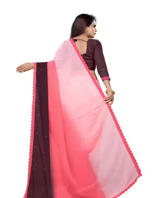 Embellished Fashion Georgette, Art Silk Saree - Image 3
