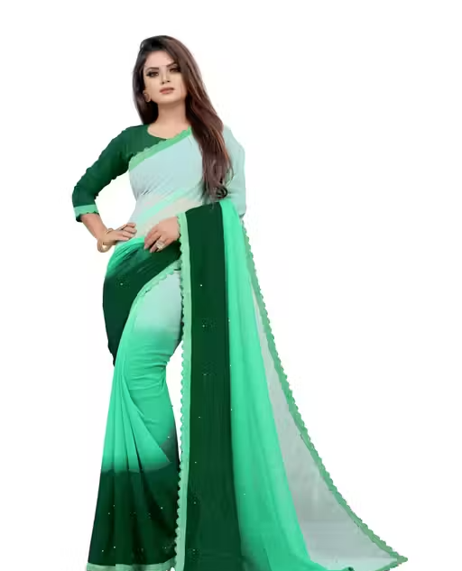Embellished Fashion Georgette, Art Silk Saree