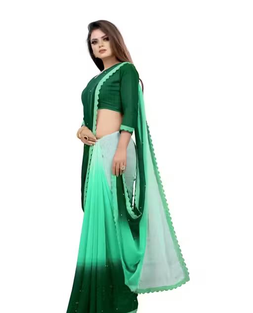 Embellished Fashion Georgette, Art Silk Saree - Image 2