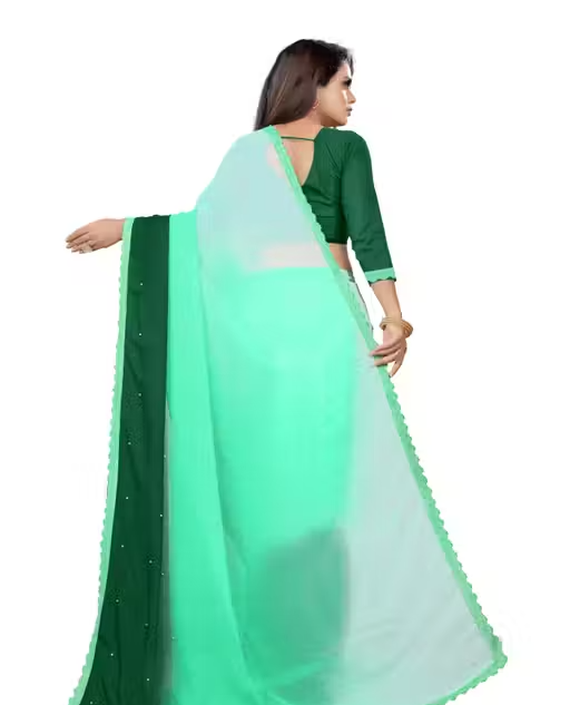 Embellished Fashion Georgette, Art Silk Saree - Image 3