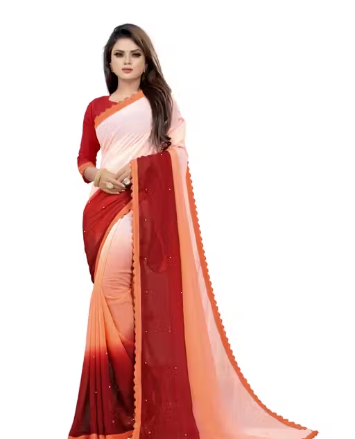 Embellished Fashion Georgette, Art Silk Saree