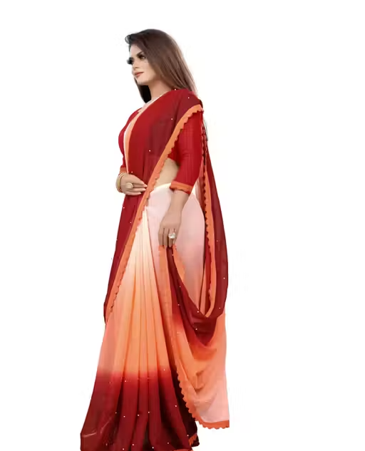 Embellished Fashion Georgette, Art Silk Saree - Image 2