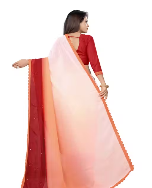 Embellished Fashion Georgette, Art Silk Saree - Image 3