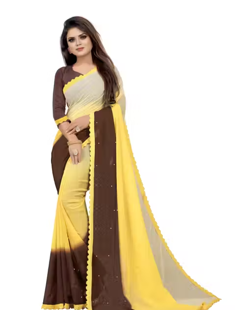 Embellished Fashion Georgette, Art Silk Saree