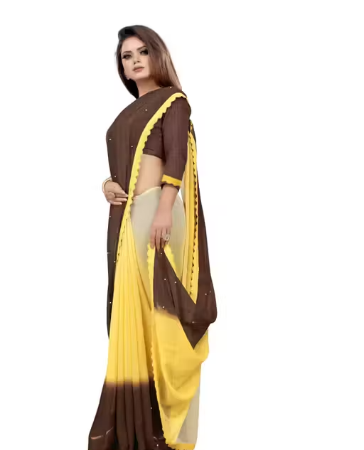 Embellished Fashion Georgette, Art Silk Saree - Image 2