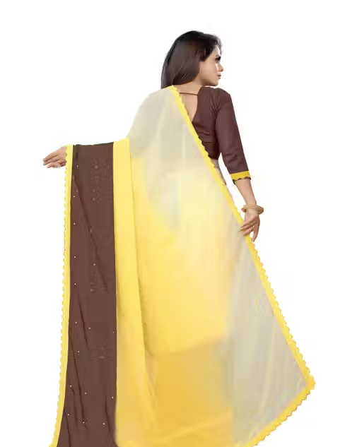 Embellished Fashion Georgette, Art Silk Saree - Image 3